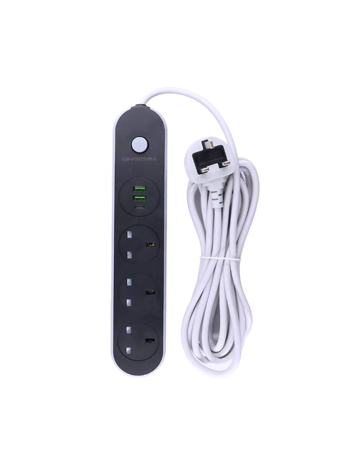 باور ماكس وصل حديثًا: مقبس تمديد كهربائي بريطاني بثلاثة منافذ USB، سلك تمديد بثلاثة مخارج وثلاثة منافذ USB. - Image 5